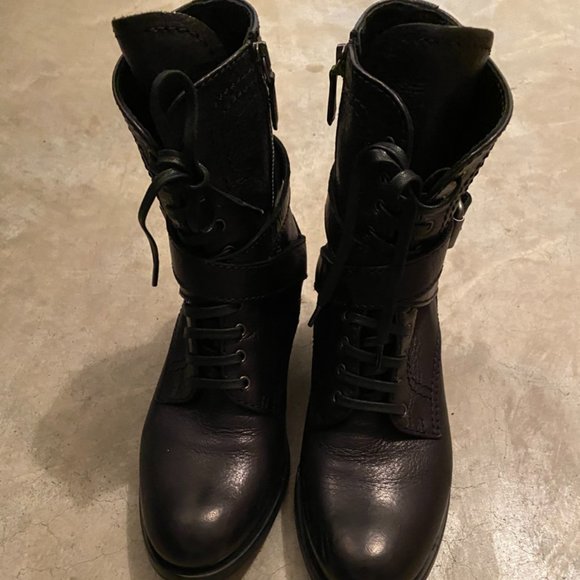 Authentic Prada Calzaturra Donna Cervo Shine Black Boots Size 35 1/2 (US 5.5) - Picture 1 of 9